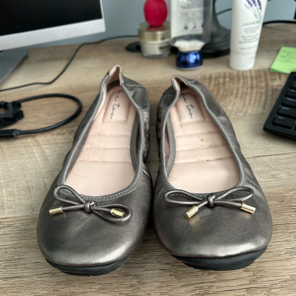 Me Too Silver Flats with Bow Detail